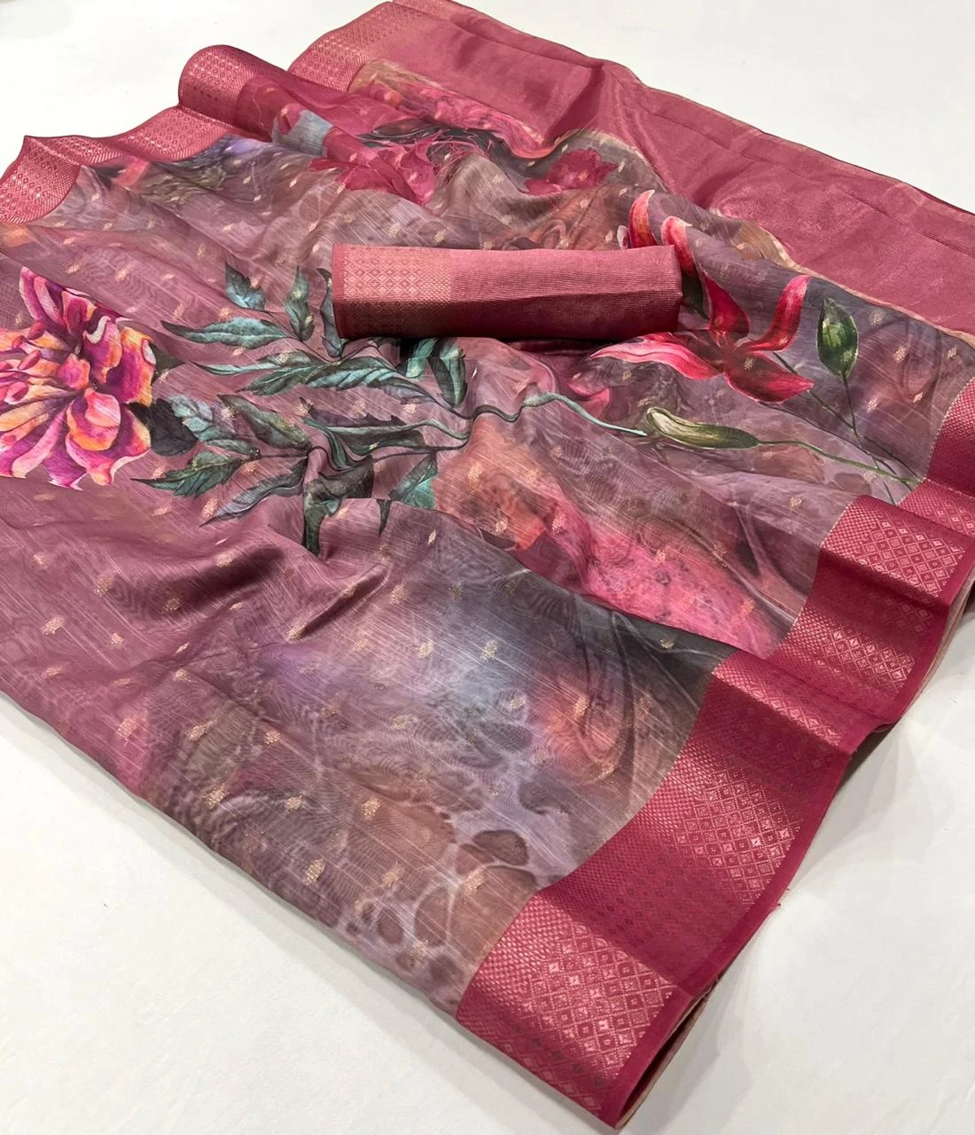 Rajtex Kaffyn Printed Handwoven Linen Wholesale Fancy Sarees Catalog — Wholesale Sarees, rajtex wholesale from Surat - Gallery Image 7